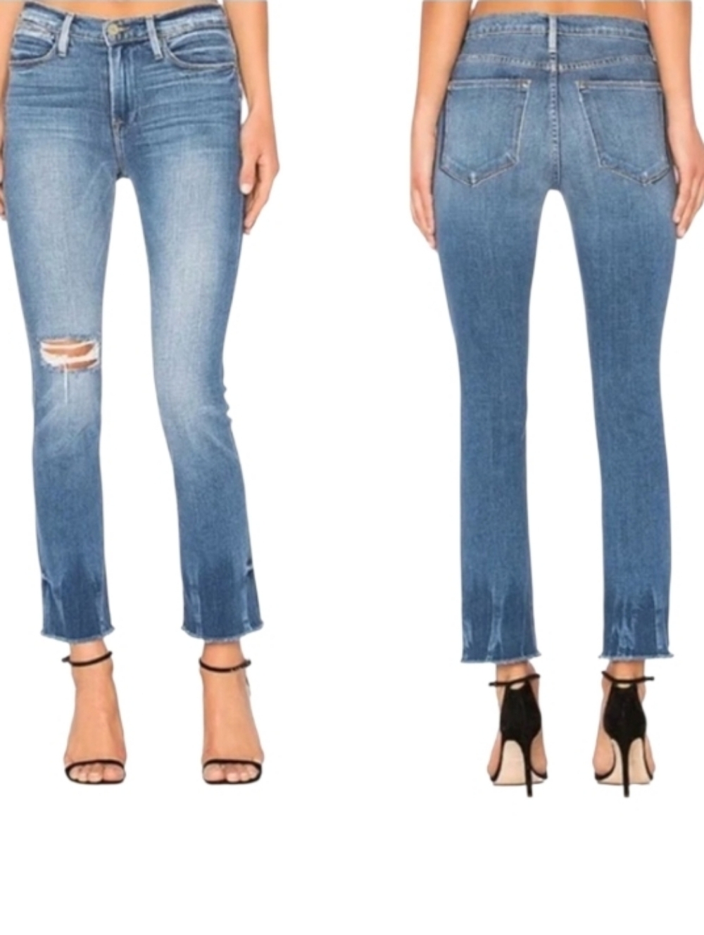 Frame Denim Le High Straight Leg Distressed Jeans